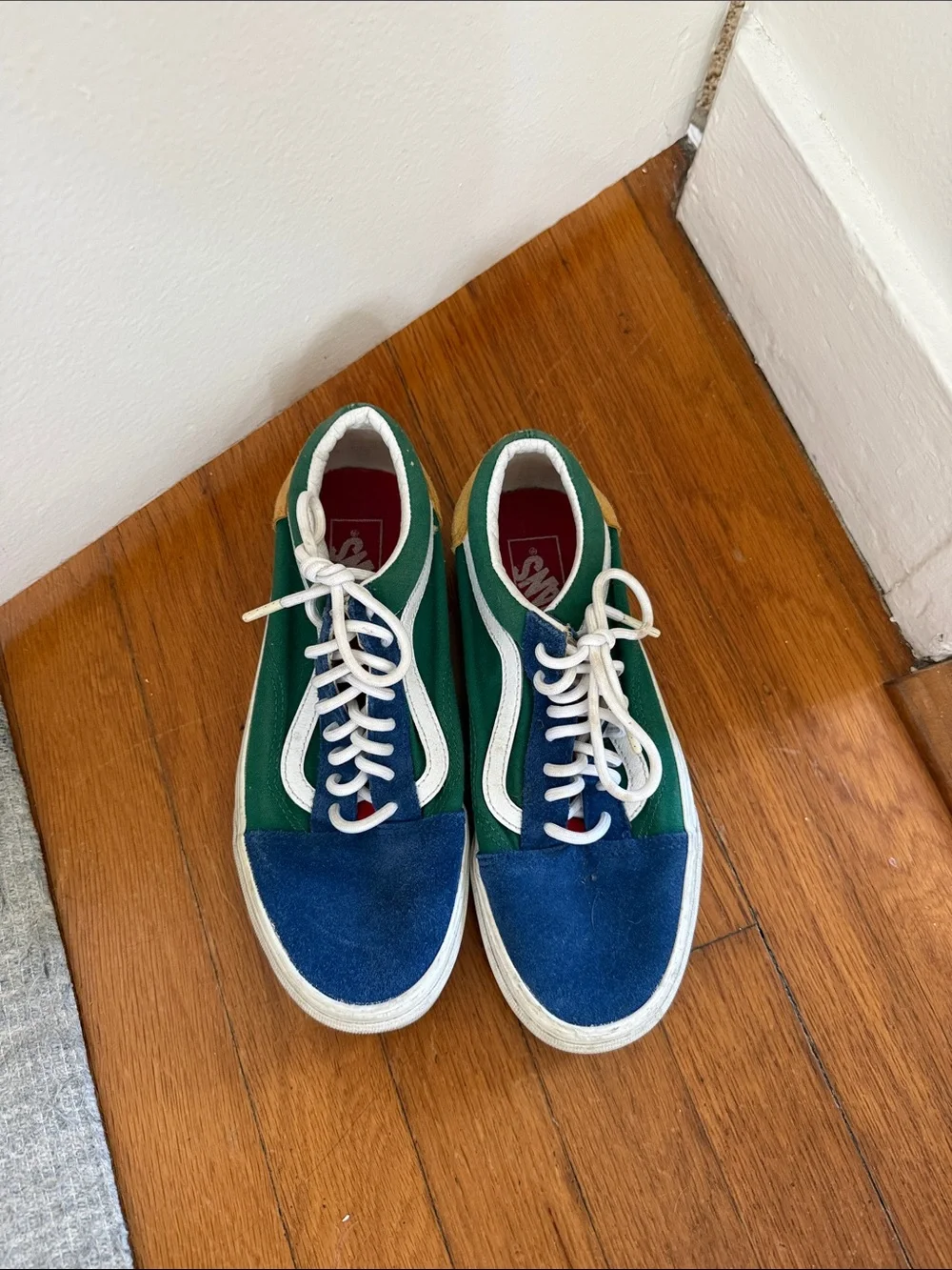 Vintage Low-Top Canvas Vans in Blue/Green/Yellow